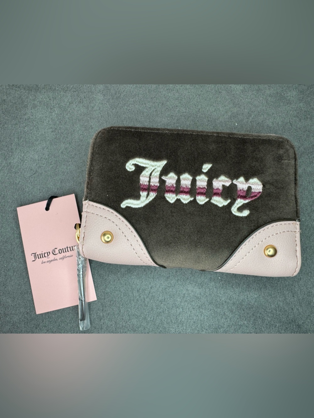 Juicy Couture Brown Velour Zip Around Wallet NWT Retro Y2K Double Zip Wristlet